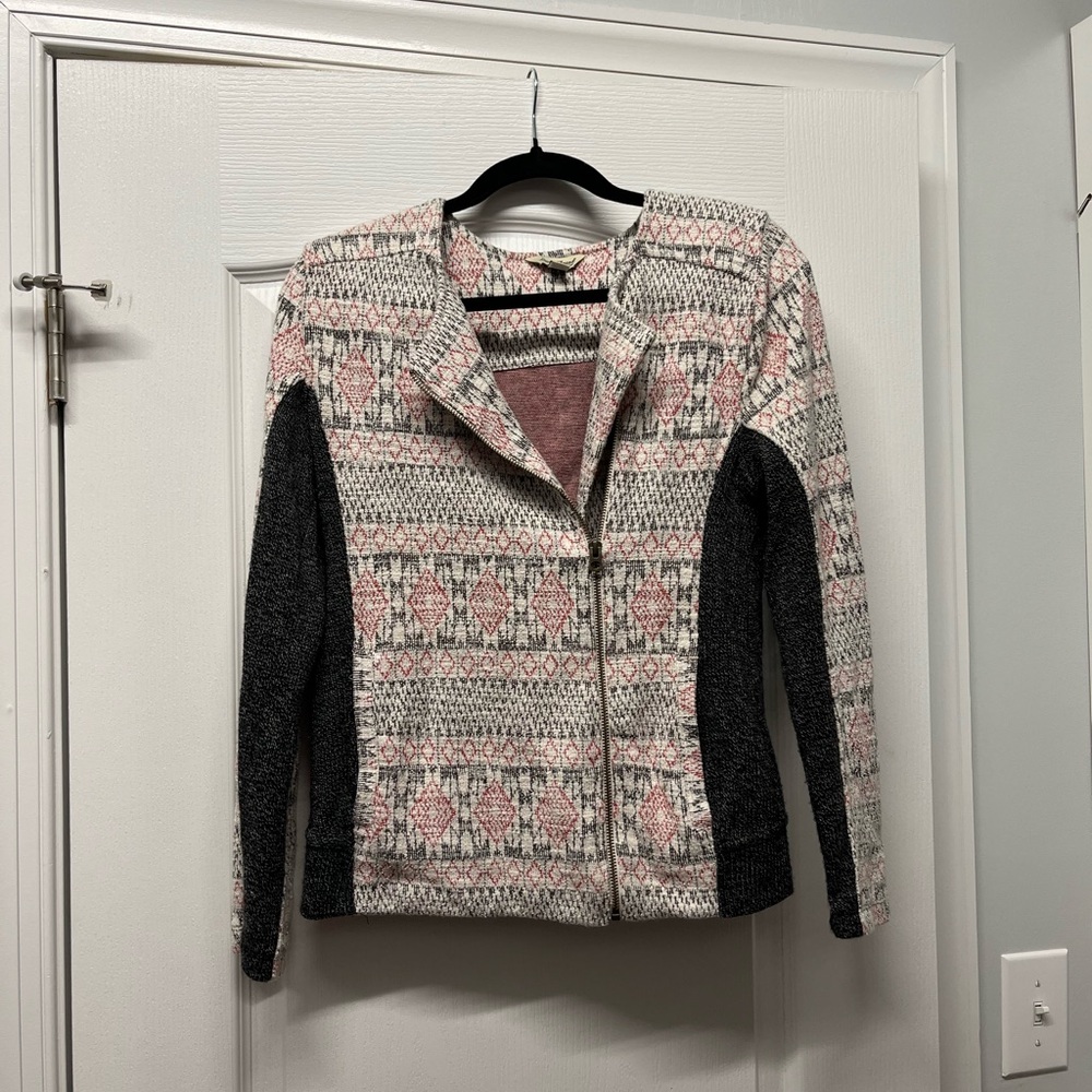 Lucky Brand Geometric Knit Jacket in Red and Black